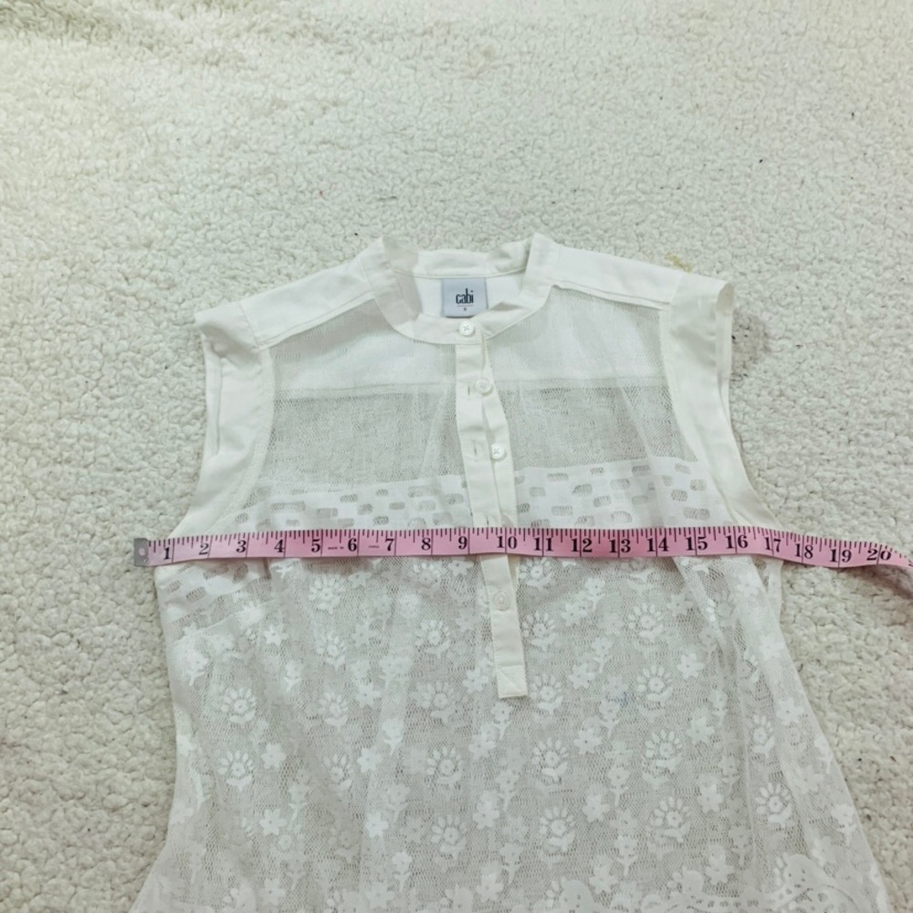 Cabi white sheer prudence blouse spring Easter sm - Picture 5 of 6